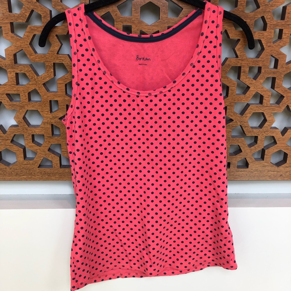 Boden Orange and Black Polka Dot Tank Top